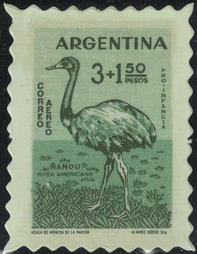 Argentine Timbre Fictif Autocollant oiseau Rhea Americana Nandou d'Amérique Scrapbooking