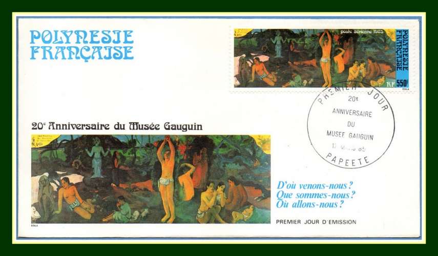 Polynésie FDC N° PA 186 Gauguin 1984 Peintre peinture tableau (cote XX)