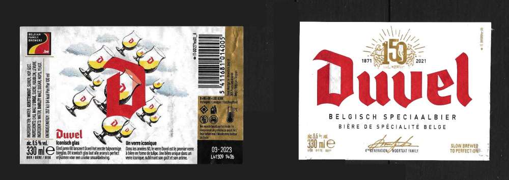 Etiquettes - Bière Belge - Duvel un verre iconique