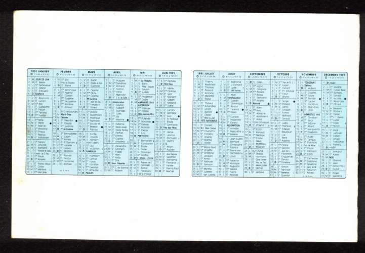 Calendrier 1991 J P Huard 89 Nature morte à la bouteille de calva