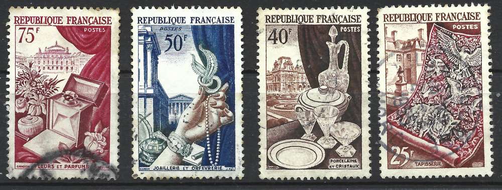 FRANCE 1954 - MÉTIERS D'ART : Fleurs, joaillerie, porcelaine; tapisserie