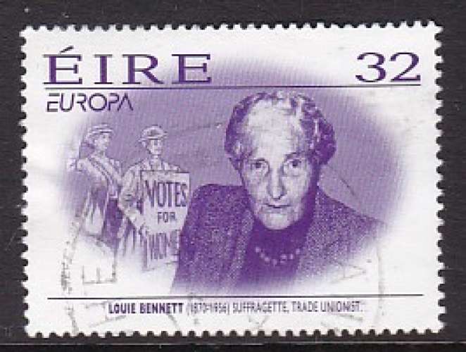 TIMBRE OBLITERE D'IRLANDE - EUROPA 1996 : LOUIE BENNETT, SUFFRAGETTE ET SYNDICALISTE N° Y&T 943