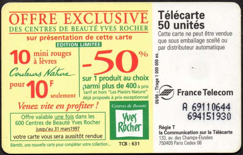 32/930 - Télécarte 50 - 09/96 - Yves Rocher