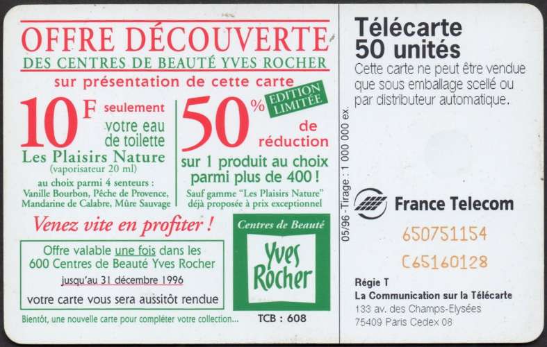 35/128 - Télécarte 50 - 05/96 - Yves Rocher