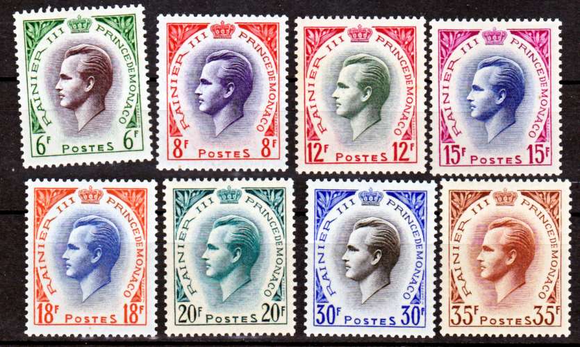 Monaco 421 426 A 1/4 de cote 1955 57 prince Rainier complet neufs avec trace* TB MH cote 21 