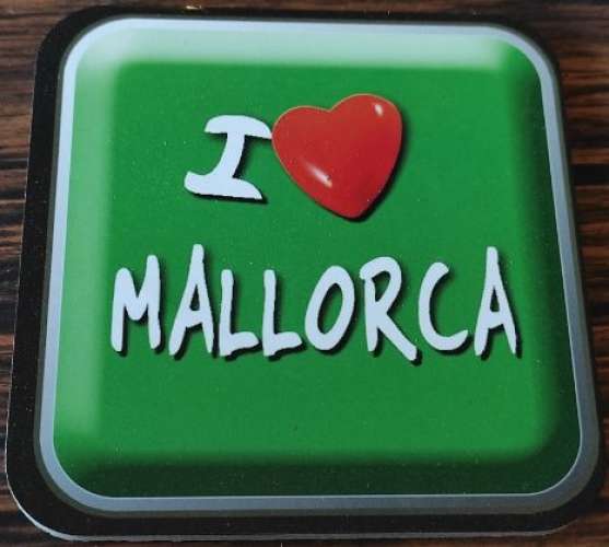 Espagne Sous Bock Beermat I Love Mallorca sur fond vert