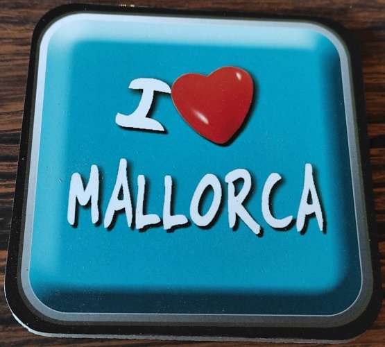 Espagne Sous Bock Beermat Majorque I Love Mallorca sur fond bleu