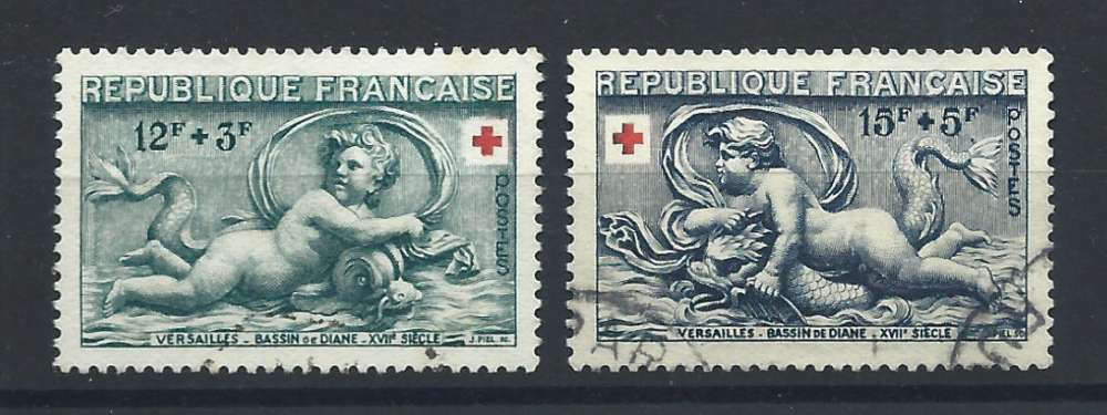 France N°937/38 Obl (FU) 1952 - Croix Rouge