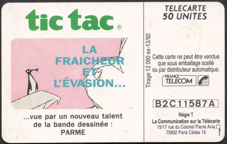 378/587 - Télécarte 50 - 12/92 - Tic Tac  