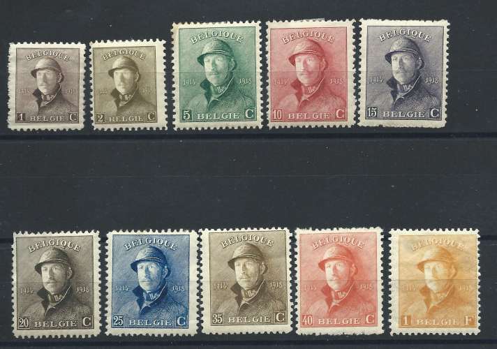 Belgique N°165/73 + 175* (MH) 1919/20 - Albert 1er 