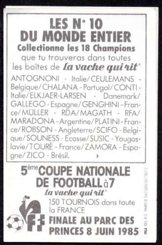 11 - Football - Vache qui rit - N° 10 Chalana - Portugal - 1985