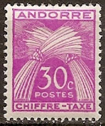 andorre français ... taxe n° 22  neuf* ... 1943