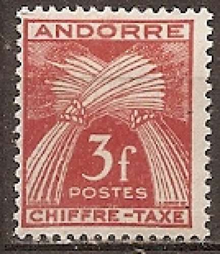 andorre français ... taxe n° 27  neuf* ... 1943 