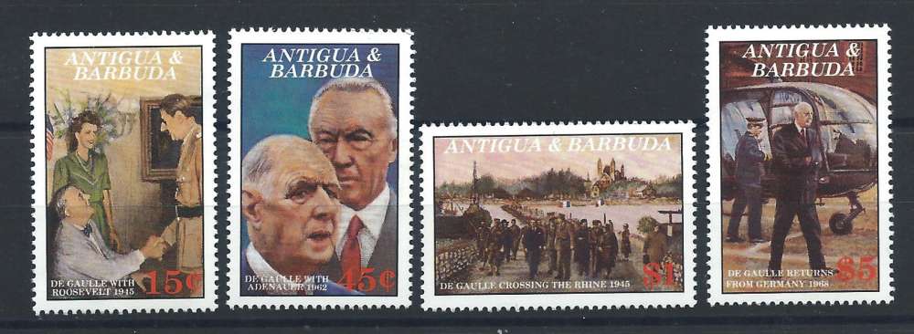 Antigua et Barbuda N°1362/65* (MH) 1991 - Hommage au Général Charles de Gaulle