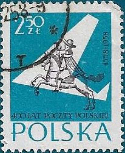 POLOGNE 1958 - Postillon et plan stylisé Yt:PL 922