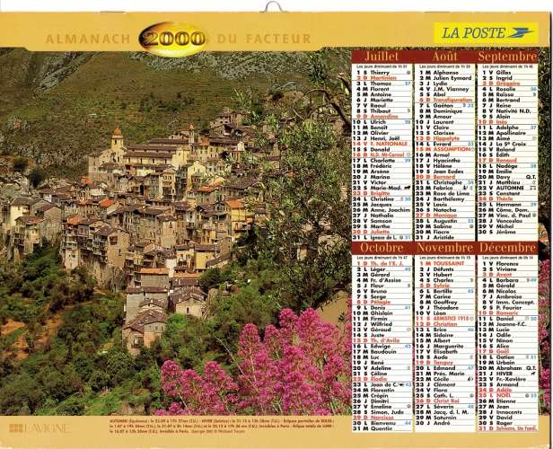 Calendrier 2000 - Almanach du facteur - Intérieur cartes Région Parisienne