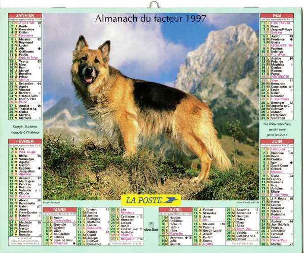Calendrier 1997 - Almanach du facteur - Intérieur cartes Région Parisienne