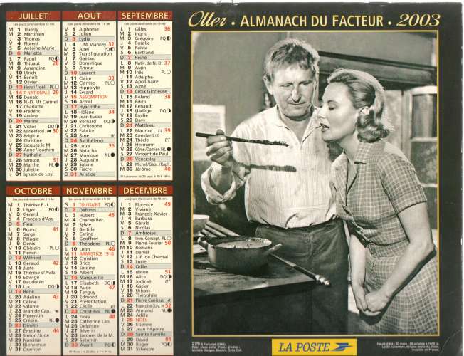 Calendrier 2003 - Almanach du facteur - Intérieur cartes Région Parisienne