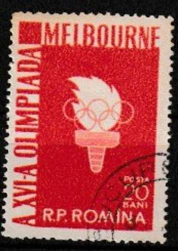 Roumanie 1956 YT 1805 Obl Jeux olympiques Melbourne Flamme