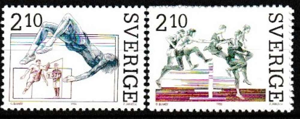 Suède 1986 YT 1387-1388 Obl Sjoberg Saut en hauteur - Garderub Steeple