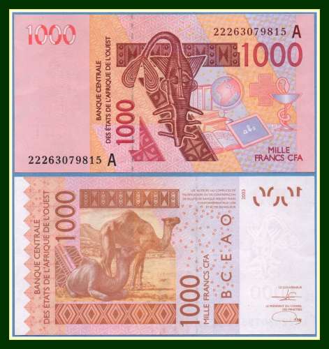 Côte d'Ivoire Billet 1000 CFA Neuf (non circulé) 2003 Dromadère