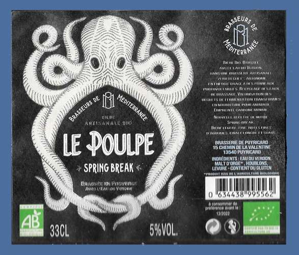 Etiquette Bière Française - Le Poulpe - Spring Break       