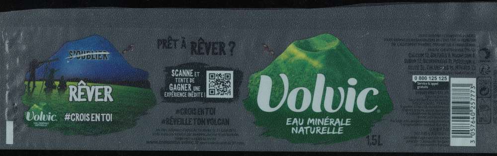 France Etiquette Eau Minérale Naturelle Volcanique Volvic Rêver s'oublier