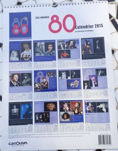 Calendrier mural 2015 - Chanteurs des années 80