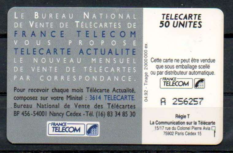 France F273A Télécarte Actualité 50U-SO3 1992