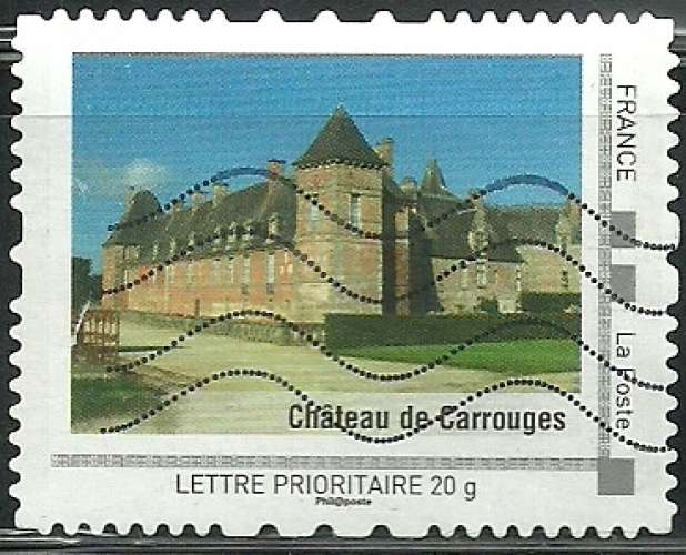 France - Timbre de collector - Château de Carrouges - Autoadhésif oblitéré .