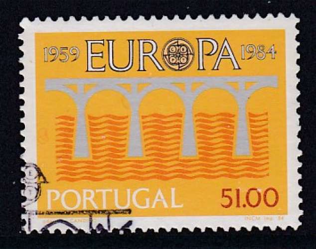 TIMBRE OBLITERE DU PORTUGAL - EUROPA 1984 : PONT DE LA COMMUNAUTE EUROPEENNE N° Y&T 1609