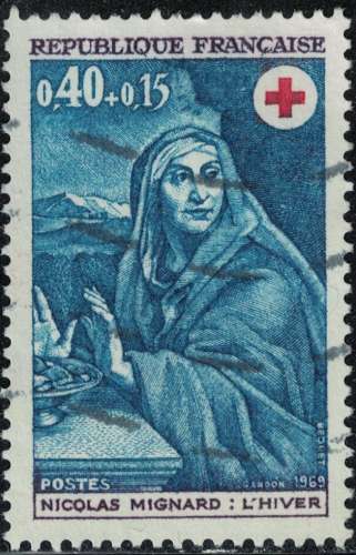 France 1969 Oblitéré Used Croix Rouge Française Nicolas Mignard l'Hiver Y&T FR 1620 SU