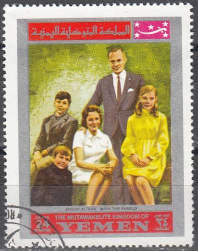 Yemen 1969 Michel 809E O Cote (2007) ?.?? Euro Apollo 11 Edwin Aldrin avec sa famille Cachet rond