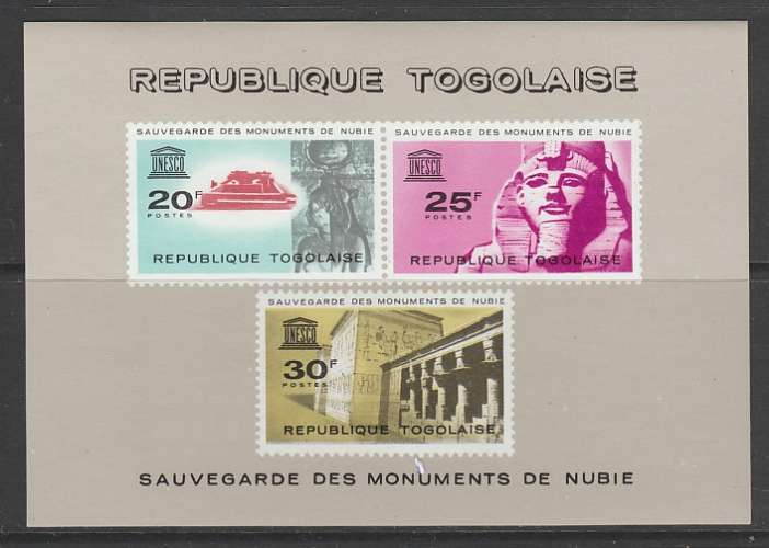 BLOC NEUF DU TOGO - SAUVEGARDE DES MONUMENTS DE NUBIE N° Y&T 11