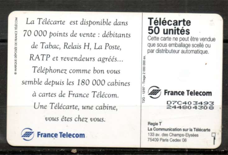 France F811A Echecs France Télécom 50U-OB2 T2G 1997 