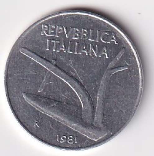 Italie 1981 Pièce 10 lires Epis de blé 