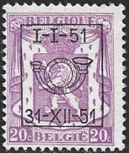 Belgique - 1951 - PRE 611 (*) - NSG - No gum