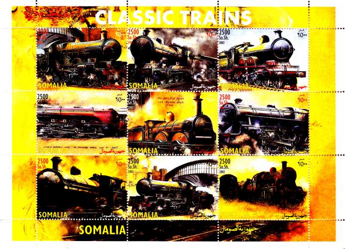 Somalie ( feuille complète ) Locomotives