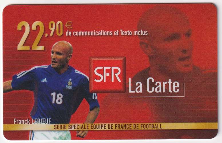 France Carte prépayée SFR Franck Leboeuf Football Exp. 12/2003 (utilisée) 