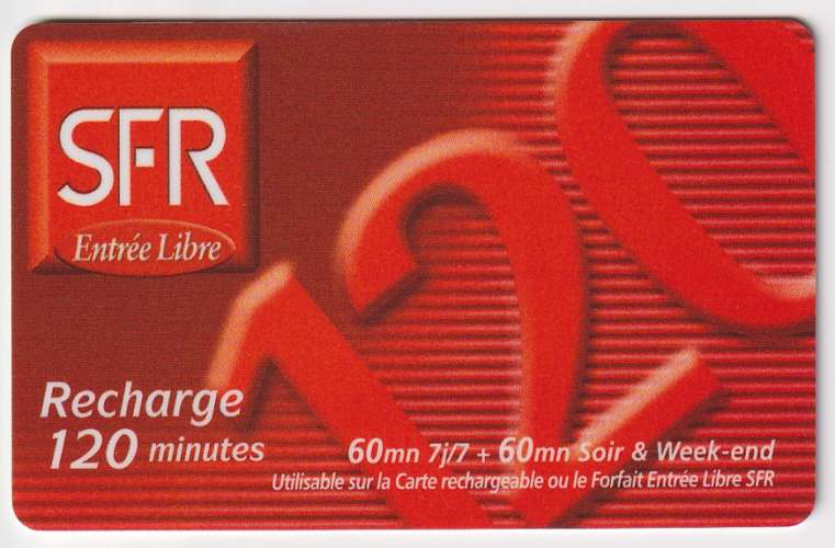 France Carte prépayée SFR 120 minutes Exp. 12/2001 (utilisée)