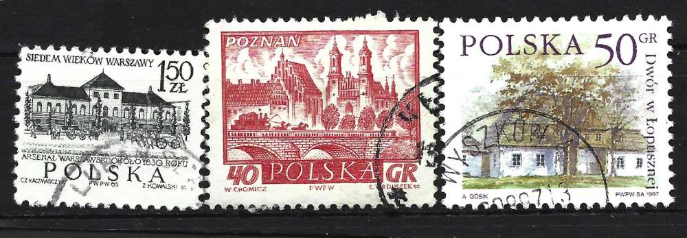 POLOGNE 1965 - Y & T : 1055, 1454, 3432 - Monuments