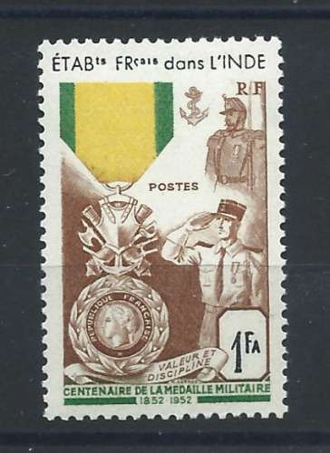 Inde N°258** (MNH) 1952 - Centenaire de la Médaille Militaire