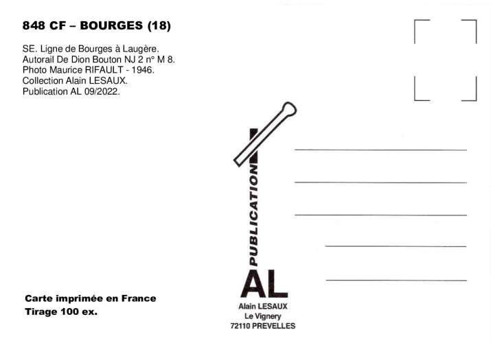 *AL CF 847 à 870 - PR 14 - Lot de 25 cartes postales ferroviaires - Région Centre