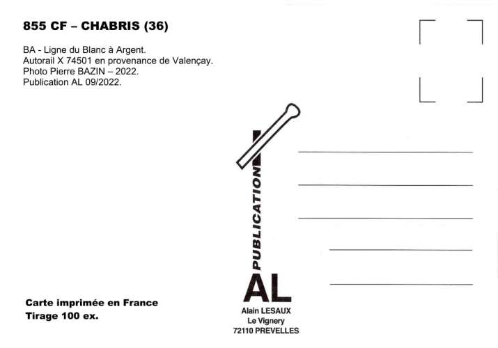 *AL CF 847 à 870 - PR 14 - Lot de 25 cartes postales ferroviaires - Région Centre