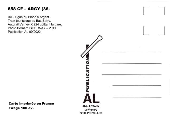 *AL CF 847 à 870 - PR 14 - Lot de 25 cartes postales ferroviaires - Région Centre