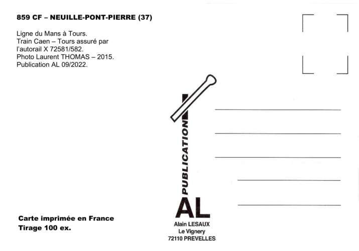 *AL CF 847 à 870 - PR 14 - Lot de 25 cartes postales ferroviaires - Région Centre