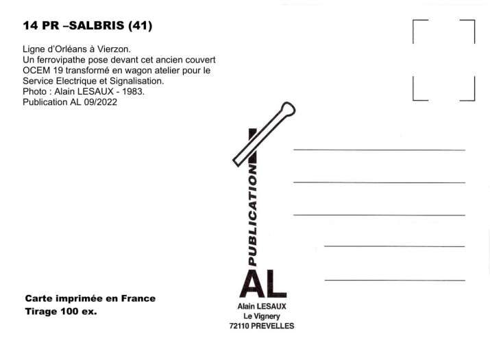*AL CF 847 à 870 - PR 14 - Lot de 25 cartes postales ferroviaires - Région Centre