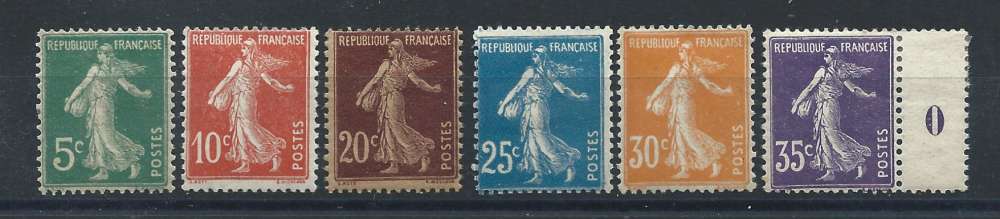 France N°137/42* (MH) 1907 - Type Semeuse fond plein
