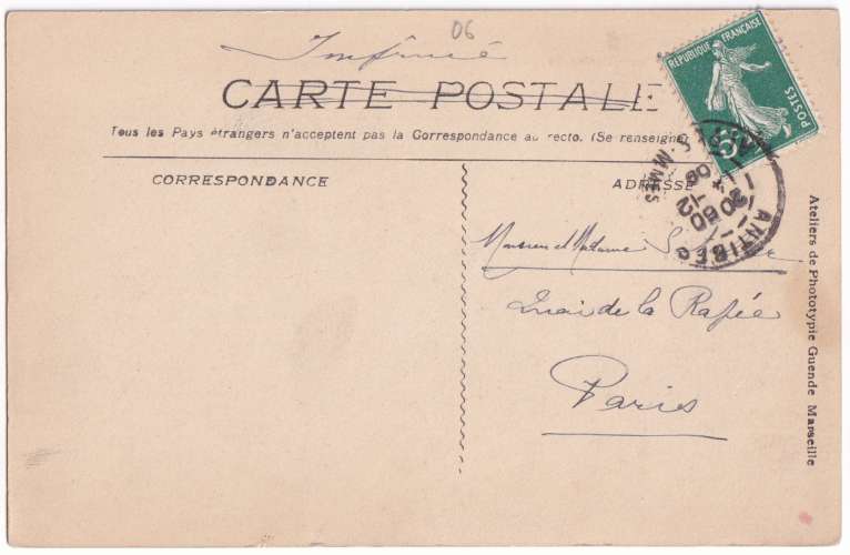 CPA 06 Antibes - Place Nationale - circulée en 1909