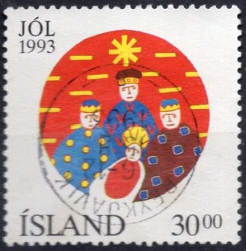 9107 - Y&T n° 748 - oblitéré - Noël - Les rois mages et l'enfant Jésus - 1993 - Islande